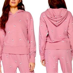 Spiritual Gangster pink floral embroidered hoodie sweatshirt L